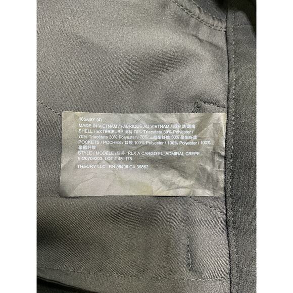 Theory Wide-Leg Black Triacetate Cargo Pant Size 4 - Picture 5 of 5